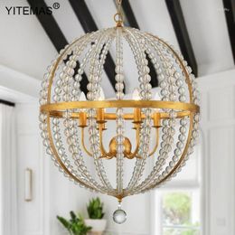 Chandeliers Round Crystal Chandelier In Dining Room Globe Gold Pendant Lights Living Foyer Sphere Bedroom 6 Light Entryway Hallway Lamp