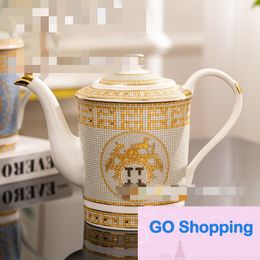 Ceramic Coffee Pot Gift Box Home Afternoon Teapot European Good-looking Ceramic Gold Cold Water Bottle Cross-Border