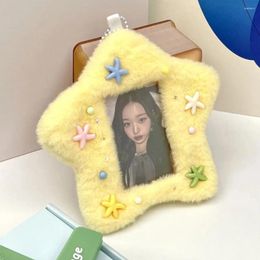 Frames Sweet Cute Plush Pocard Holder Y2K Star Shaped Idol Po Card Student Bag Pendant Keychain ID/Bus Case