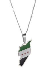 Pendant Necklaces Stainless Steel Trendy Syria Map Flag Syrians Women Jewelry2263759