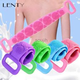 Bath Tools Accessories 1pc Silicone Body Scrubber Bath Brush Shower Exfoliating Brush Belt Back Scrub Body Cleaner Cleaning Strap Bathroom Accessories 240413