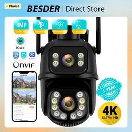 IP Cameras 4K 8MP PTZ WIFI Camera Dual Lens Dual Screen IP Camera Outdoor 4MP HD Auto Tracking Security Protection CCTV Surveillance ICSee 240413