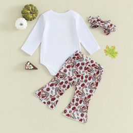 Clothing Sets Born Baby Girl Fall Winter Clothes Long Sleeve Romper Turkey Flare Pants 3Pcs Thanksgiving Outfit