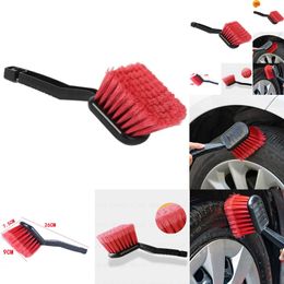 Wholesale Car Wheel Tire Cleaner Long Handle Red with Hook Soft Bristle Wash Brush Motorcycle Cleaning Beauty Washing Tools