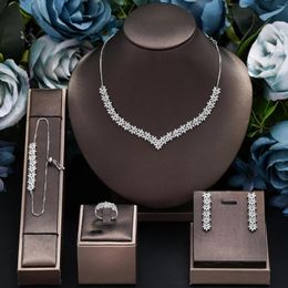 Necklace Earrings Set 2024 Luxury Zirconia Crafted Wedding Jewellery Design Fashion Bridal Decoration Israel CZ Elegant Accessories 4 Pieces