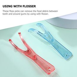 2 Pcs Dental Floss Holder Sticks Kids Flossers Braces Threaders Replaceable Flosses Handle Plastic Picks for Teeth