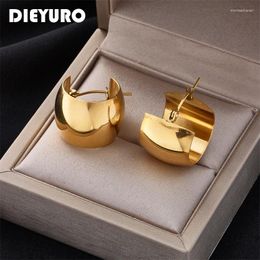 Hoop Earrings DIEYURO 316L Stainless Gold Colour Hollow Ball For Women 2024 Fashion High Quality Designer Girls Jewellery