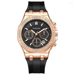 Wristwatches Luxury Women Quartz Watch Fashion Silicone Band Strap Ladies Calendar Watches Student Rhinestone Dial WristWatch Drop