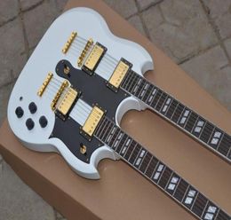 Custom Shop Double Neck AOEMine White Electric Guitar By Spring 9223370