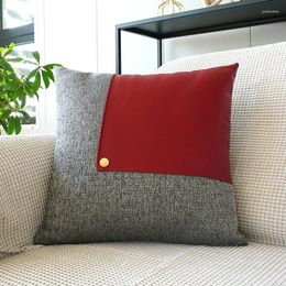 Pillow Cotton And Linen Leather Patchwork Cover 45x45cm/30x50cm Nordic Simple Rivet For Home Room Sofa Decorative