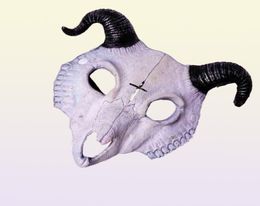 Halloween Billy Goat Half Face Masquerade Carnival Party Props Rave Sheep Bone Skull Cosplay Animal Mask8807579