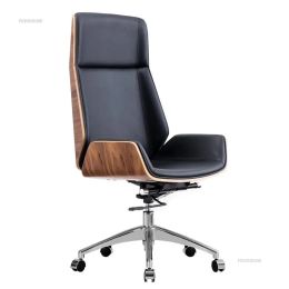 Modern light Luxury Leather Computer Chair Lift Swivel Gamer Chair Home Wooden High Back Office Chairs Ergonomic executive chair