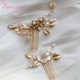 Hair Clips CZ Bride Jewellery Wedding Women Girls Headpiece Shell Bridal Comb RE6091