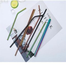 Drinking Straws 8PCS/set 304 Stainless Steel Pipe Drink Milk Tea Coffee Cocktail Straw Colored Metal