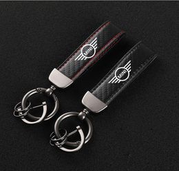 Keychains Car Accessories H IghGrade Leather KeyChain 360 FOR Mini Cooper S JCW R55 R56 R60 F54 F55 F60 Accessoires9280003