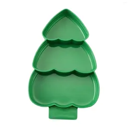 Dinnerware Sets Christmas Tree Shaped Fruit Plate Countertop Storage Container 3 Compartment Table Centerpiece Baby Lunch Tray Serving