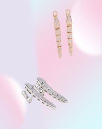 Europe America Designer Fashion Style Lady Women Brass 18K Gold Plated Setting Full Diamond like Dangle Earrings Stud Ear Clip 3 Color7213891