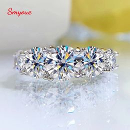 Smyoue 18k Plated 3.6CT All Rings for Women 5 Stones Sparkling Diamond Wedding Band S925 Sterling Silver Jewellery GRA 240407