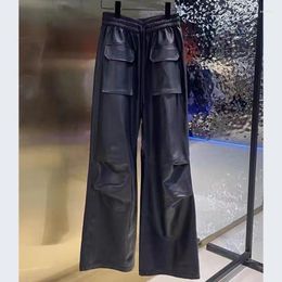 Women's Pants 2024 Spring And Autumn Fashion European Edition Trendy Products-Genuine Leather Sheepskin-Straight Leg Pants-Leather For