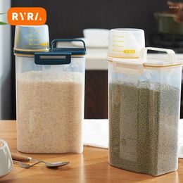 Storage Bottles Plastic Tank With Measuring Cup Container Food Pail Moisture Proof Sealed Jar Supplies Grains Insect-Proof