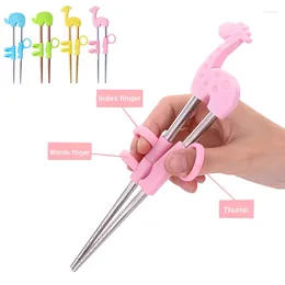 Chopsticks Kids Training Portable Cartoon Reusable Learning Cute Stainless Steel Children's Hollow Sticks
