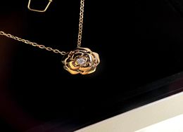 C new camellia necklace temperament elegant highend material 925 sterling silver gold plated chain length 403cm9490282