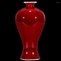 Vases Ceramic Antique Lang HY Small Vase Flower Arrangement Chinese Living Room Decoration Shelf Red Porcelain