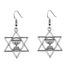 Dangle Earrings 1pair Judaism Menorah Star Of David Earring Set Phone Pendant Accessories For Jewelry You Hook Size 18x19mm