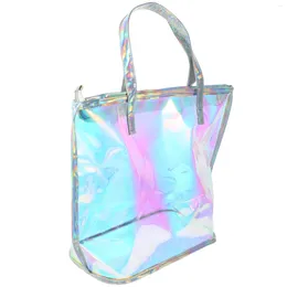 Storage Bags 1Pc Beach Tote Pouch Portable Shopping Bag (Assorted Color) Holographic