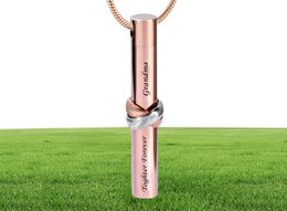 Fashion jewelry custom Loving Memory Together Forever brother rose gold Cylinder Memorial Pendant Ashes Urn Cremation Necklace4168246