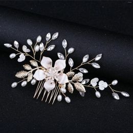 Hair Clips Luxury Bride Pearl Aolly Flower Comb Crystal Hairpin Women's Wedding Hairwear Party Jewelry Accessories
