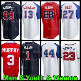 13 Ronald Acuna Jr. Baseball Jersey Austin Riley Matt Olson Spencer Strider Braves Adam Duvall 24 Jarred Kelenic Sean Dale Murphy Marcell Ozuna Max Fried Chipper Jones