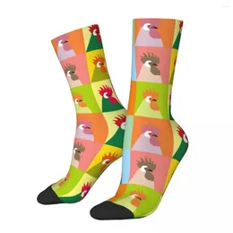 Men's Socks Crazy Design Cartoon Chicken Cute Animal Plaid Basketball Polyester Middle Tube For Women Men Sweat Absorbing