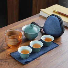 Teaware Sets Ceramic Porcelain Outdoor Travel Set Bag Anti-scalding One Pot Four Cups Teapot Tea Ceremony