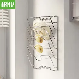 Kitchen Storage Supplies Multifunctional Multi-layer Wall-mounted Pot Lid Rack Electroplating Put Chopping Board Cutting Shelf