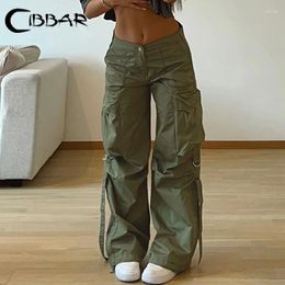 Women's Pants CIBBAR Y2k Streetwear Pockets Cargo Harajuku Low Rise Baggy Straight Loose Korean Fashion Trousers Aesthetic Womens