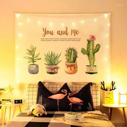 Tapestries 200X150cm Bohemia Tapestry Green Cactus Succulents Landscape Macrame Hippie Wall Hanging Boho Decor Picnic Blanket