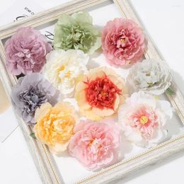 Decorative Flowers 2/5PCs Peony Artificial Head 10cm Fake DIY Wreath Handmade Craft Party Supplies For Home Room Wedding Decoration