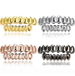 New Teeth Grillz Top Bottom 18K gold silvery Color Grills Dental Mouth Hip Hop Fashion Jewelry Rapper Jewelry 6 styles3474668