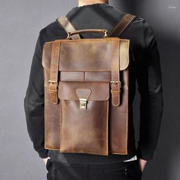 Backpack Design Male Quality Original Leather Casual Fashion Large Capacity Travel School College Bag Daypack For Men 2106-d