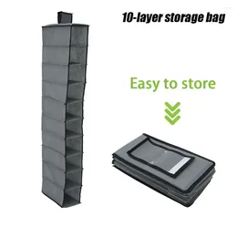 Storage Bags 10 Layer Hanging Bag Drawer Box Wardrobe Cloth Underwear Shoes Organiser Hanger Household Supplies Shelves Rack