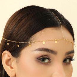 Hair Clips LUTAKU Bohemian Five-pointed Star Head Chain Headpiece For Women Elegant Jewellery Wedding Headwear Headdress Accessories