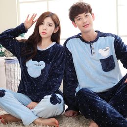 Home Clothing JINUO Fashion Winter Brand Homewear Couples Pajama Sets Men Thicken Warm Flannel Velvet Sleepwear Suit Male