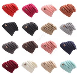 CC Knitted Hats Trendy Winter Beanie Warm Oversized Chunky Skull Caps Soft Cable Knit Slouchy Crochet Hats 17 Colors 20pcs TCC033308703