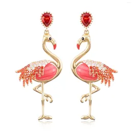 Dangle Earrings Chicgrowth Pink Flamingo For Women Fashion Jewellery Ladies Girls Luxury Jewellery Zircon Drop