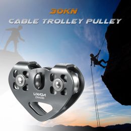 Accessories Lixada 30kn Cable Trolley Pulley with Ball Bearing Outdoor Rock Ice Climbing Accessories Caving Rescue Aluminium Alloy Pulley New