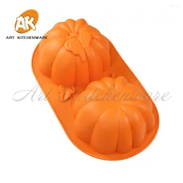 Baking Moulds 2 Holes Halloween Pumpkins Silicone Mould Handmade Soap Candle Model Mousse Cake Decorating Tools Kitchen Bakeware