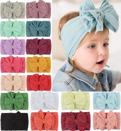 Soft Nylon Jacquard Hair Accessories Children039s Hairband Baby Super Stretch Bow Girls Big Bows Solid Headbands Z24048591049