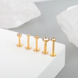 10Pcs/lot G23 Titanium Labret Lip Rings Internally Threaded Crystal Ear Stud Earrings for Women Body Piercing Jewellery 2-4mm Top