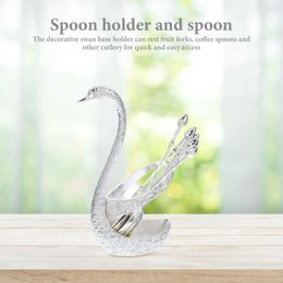 Spoons Swan Spoon Set Dinnerware Sets Ice Cream Scoop Base Holder Fruit Fork Kitchen Teaspoons Zinc Alloy Coffee Dessert Storage